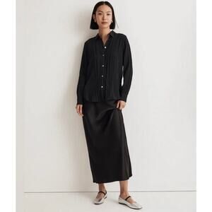 Madewell Crinkled Button Up Shirt in True Black NWT Size Small